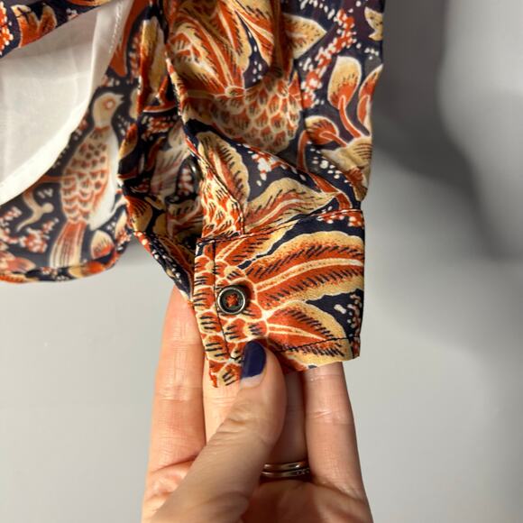 Pilcro Anthropologie Button Down Blouse Women’s XXS Bohemian Whimsical Orange - Picture 7 of 10